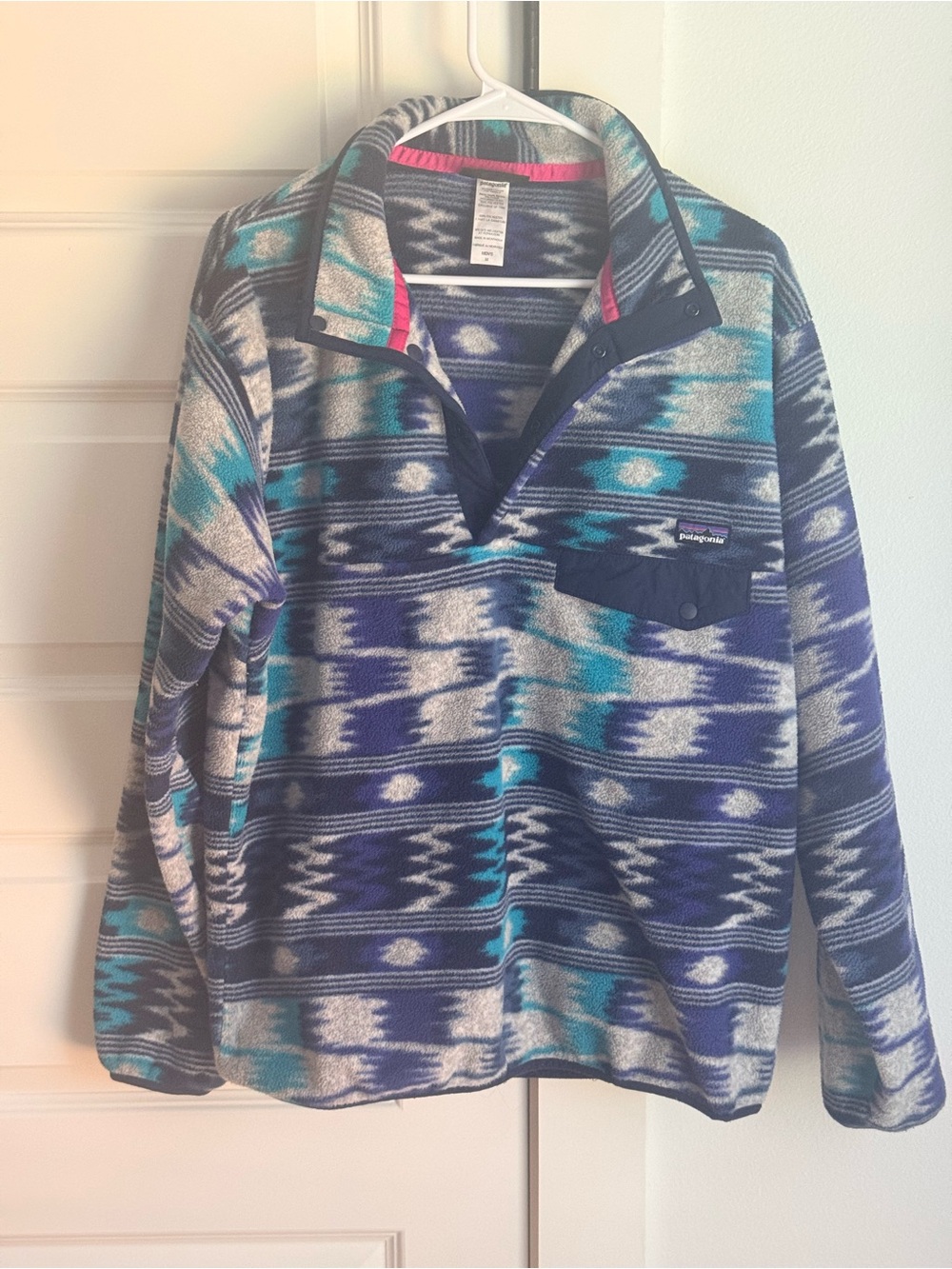 Patagonia Mens Blue Patterned Synchilla Pullover Sweater